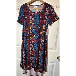 LuLaRoe Carly Dress XS Bright Multicolor Geometric Everyday Casual Comfort